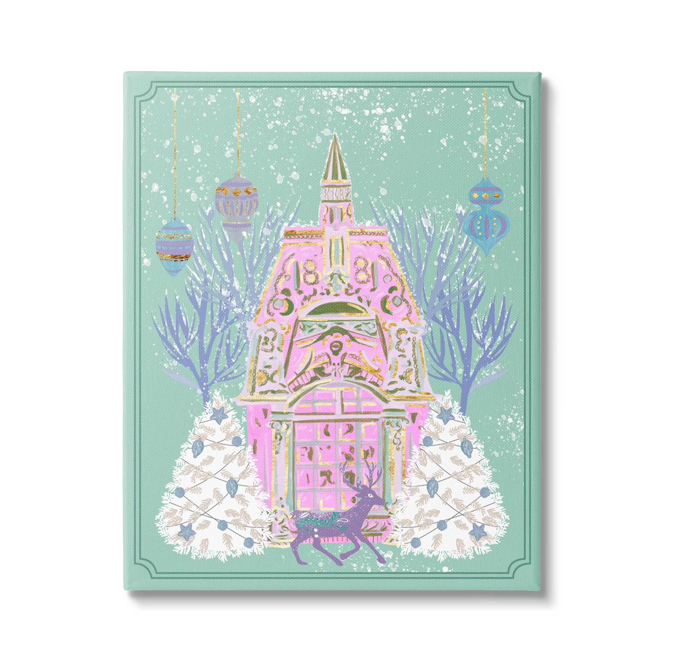 Stupell Industries Pastel Holiday Snowy Architecture Graphic Art Gallery Wrapped Canvas Print Wall Art, Design by Melissa Wang