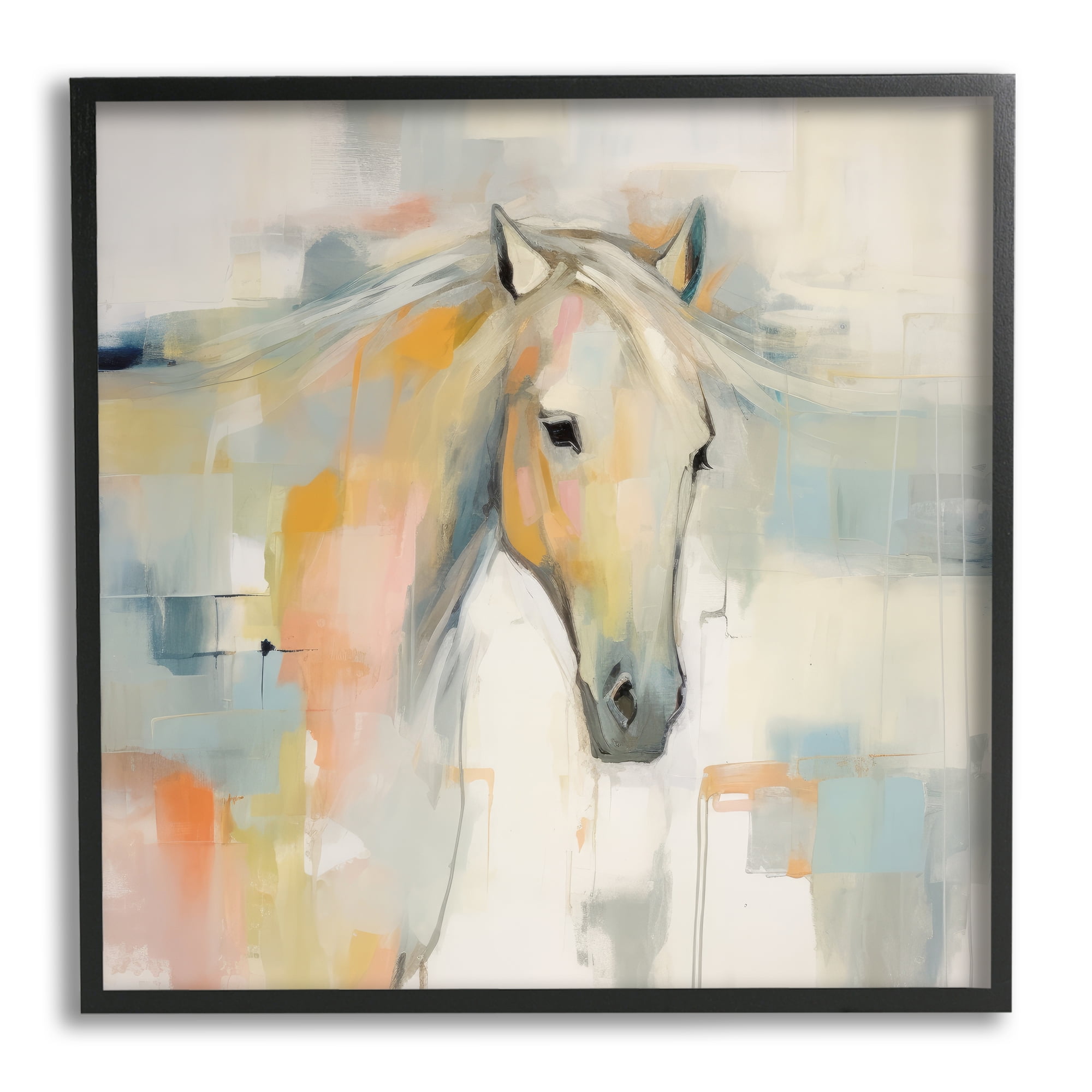 Stupell Industries Pastel Horse Painting Animals & Insects Painting Black Framed Art Print Wall Art, 24 x 24