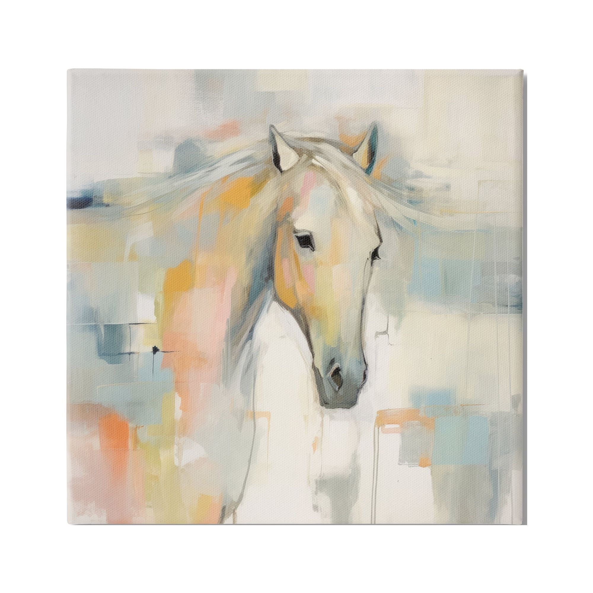 Stupell Industries Pastel Horse Painting Animals & Insects Painting Gallery Wrapped Canvas Art Print Wall Art, 24 x 24