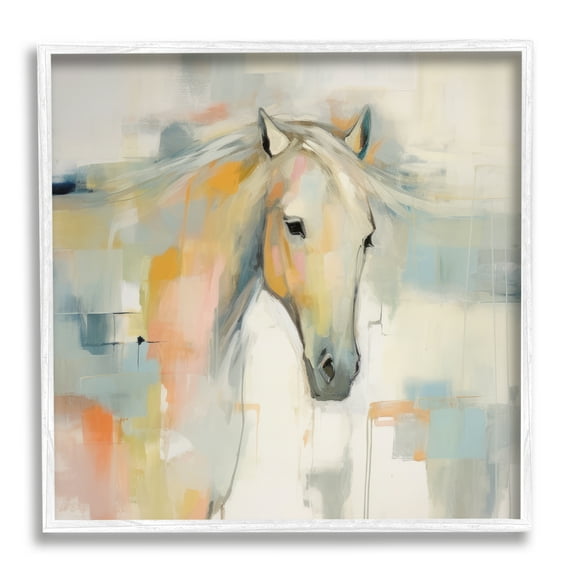 Stupell Industries Pastel Horse Painting Animals & Insects Painting White Framed Art Print Wall Art, 24 x 24