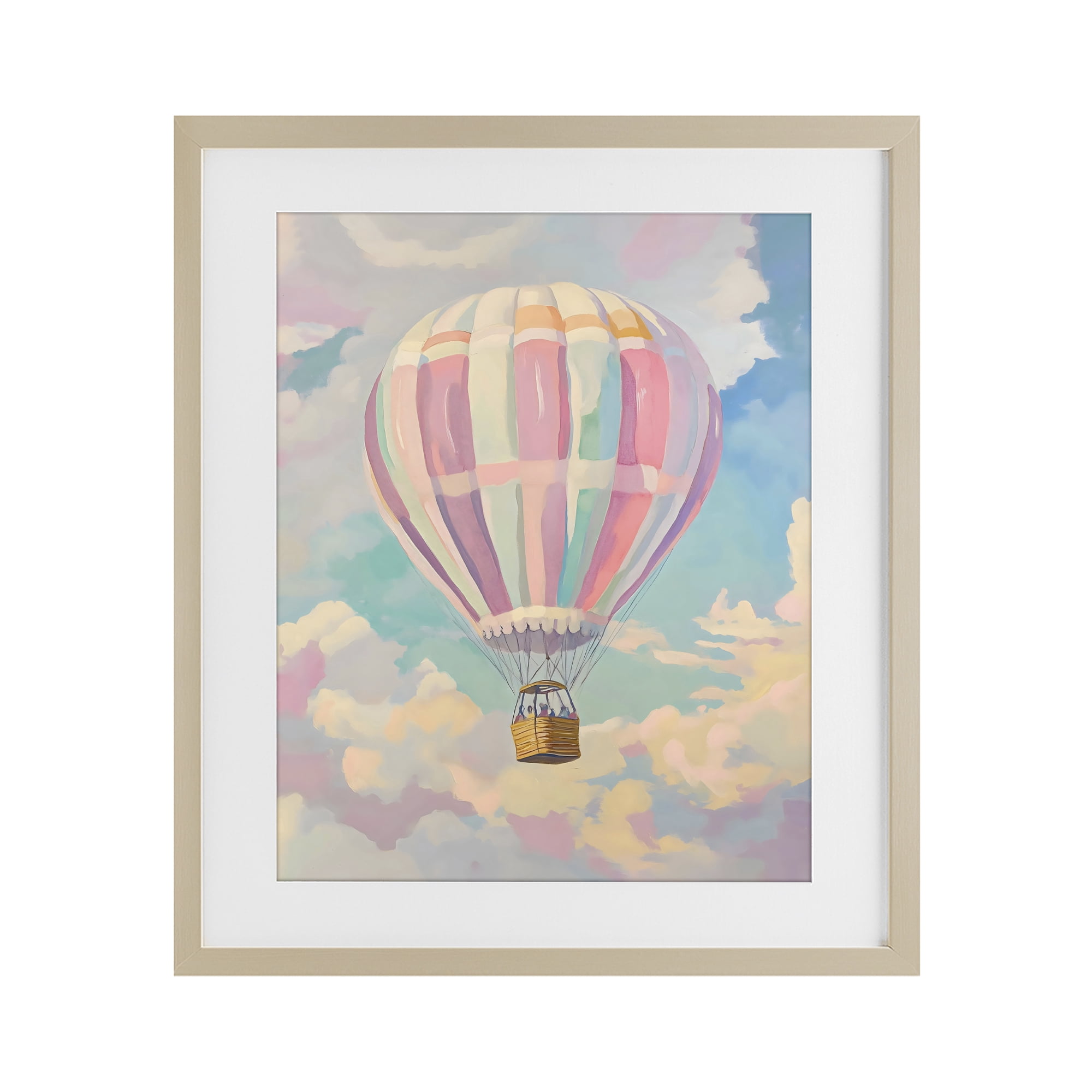 Stupell Industries Pastel Hot Air Balloon Birch Framed Print Under Glass, design by The Prints Vibe