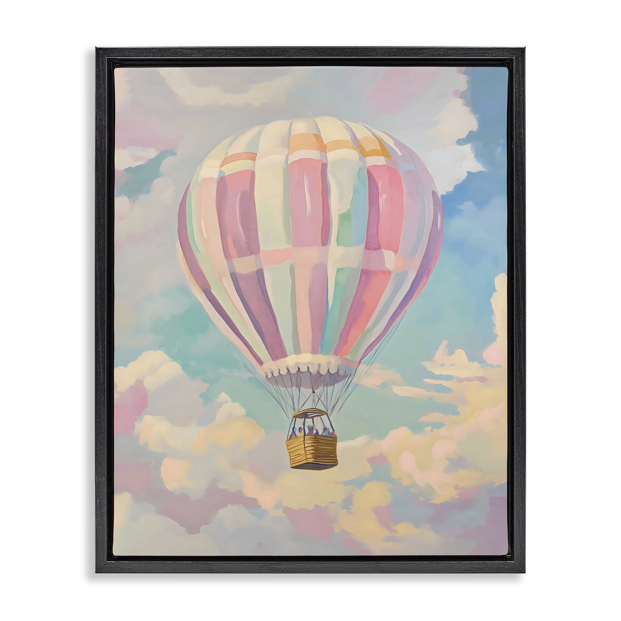 Stupell Industries Pastel Hot Air Balloon Black Framed Floater Canvas Wall Art, design by The Prints Vibe