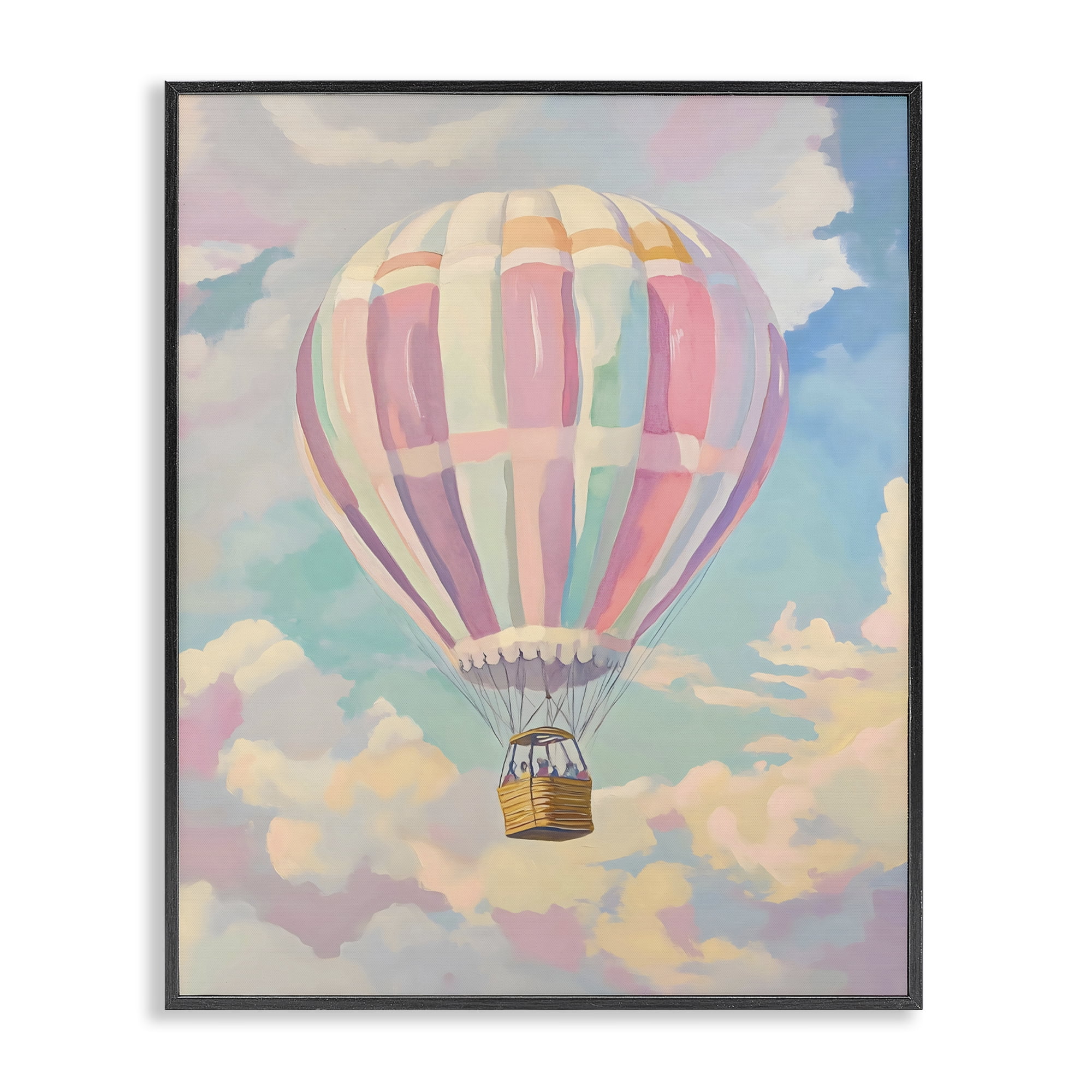 Stupell Industries Pastel Hot Air Balloon Black Framed Giclee Art, design by The Prints Vibe