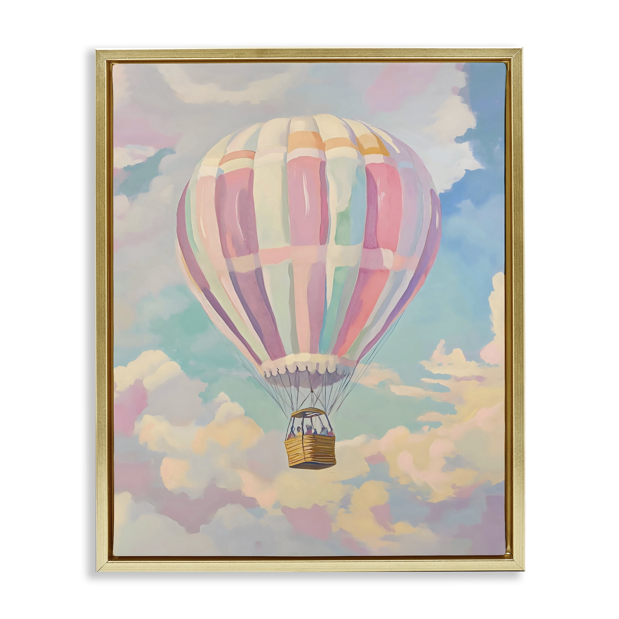 Stupell Industries Pastel Hot Air Balloon Gold Framed Floater Canvas Wall Art, design by The Prints Vibe