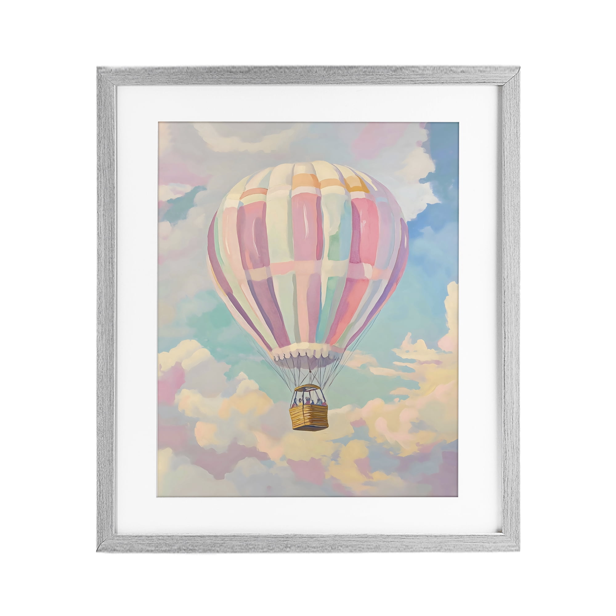 Stupell Industries Pastel Hot Air Balloon Gray Framed Print Under Glass, design by The Prints Vibe