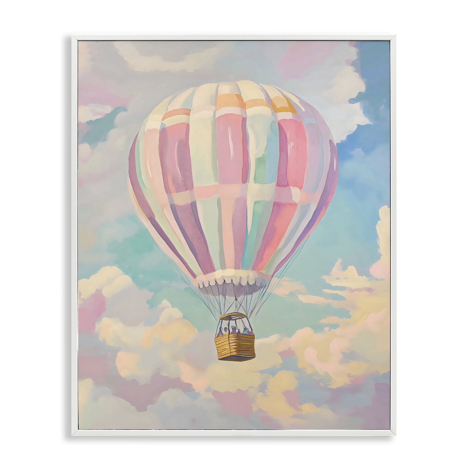 Stupell Industries Pastel Hot Air Balloon White Framed Giclee Art, design by The Prints Vibe