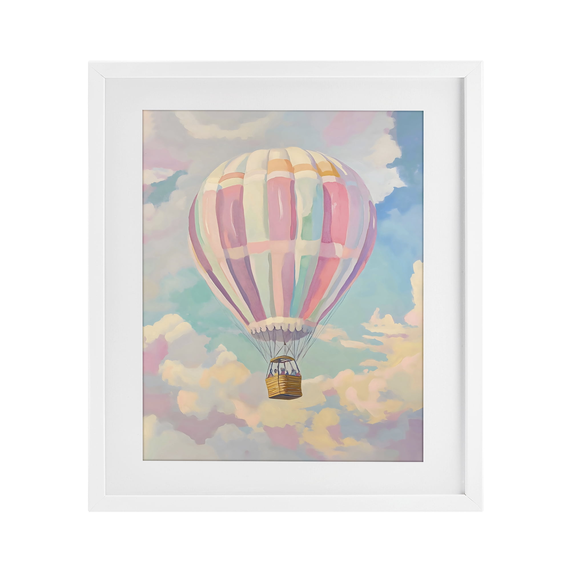 Stupell Industries Pastel Hot Air Balloon White Framed Print Under Glass, design by The Prints Vibe
