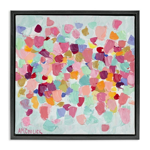 Stupell Industries Pastel Hue Splotches Abstract Painting Black Floater Framed Canvas Art Print Wall Art, 18 x 18