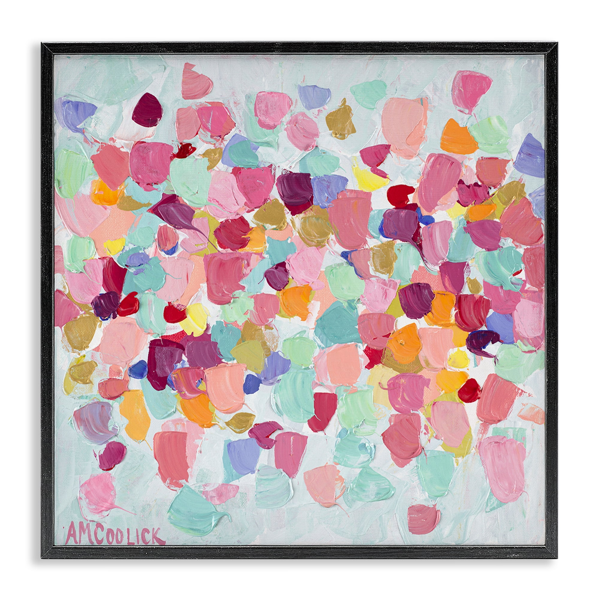 Stupell Industries Pastel Hue Splotches Abstract Painting Black Framed Art Print Wall Art, 17 x 17