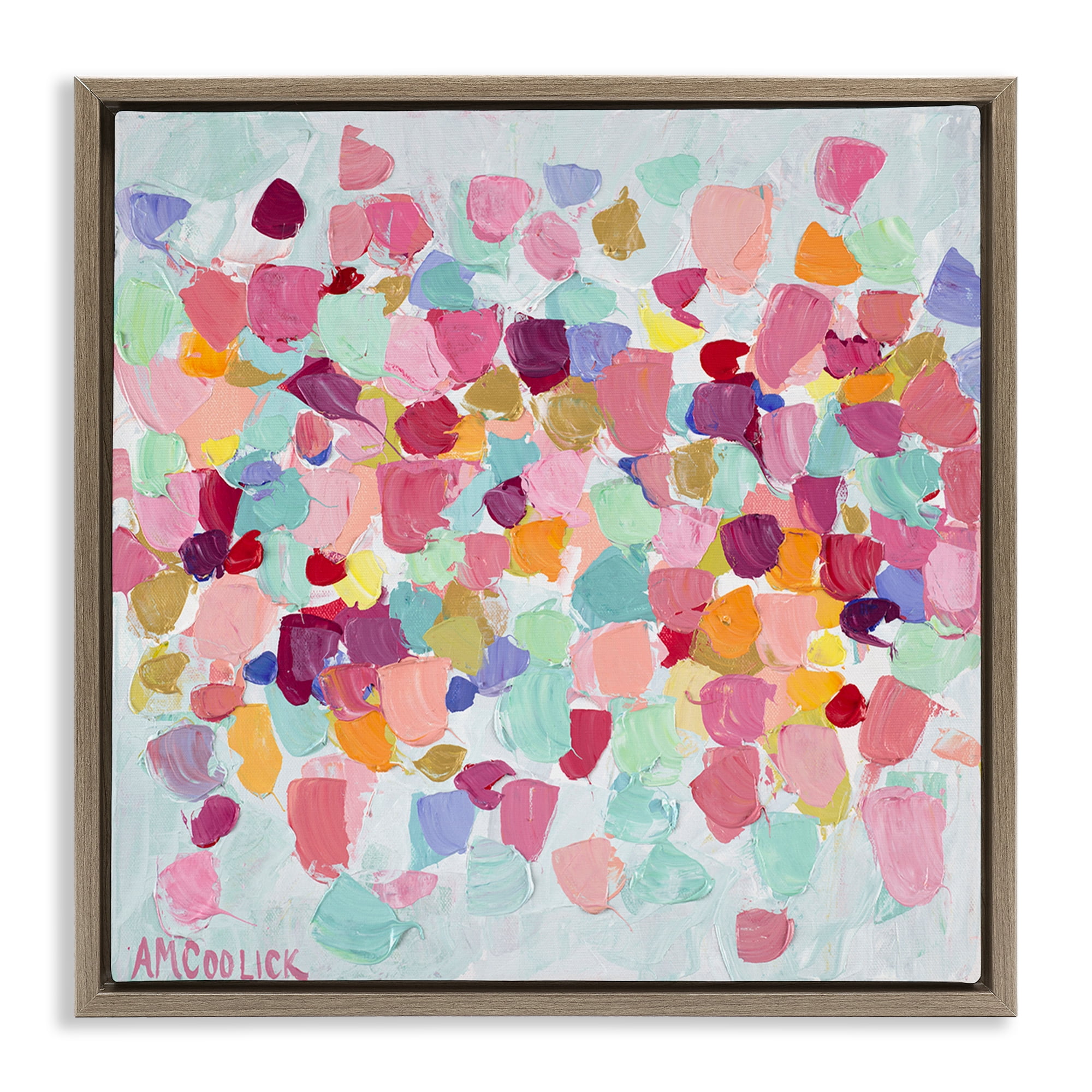Stupell Industries Pastel Hue Splotches Abstract Painting Brown Floater Framed Canvas Art Print Wall Art, 18 x 18