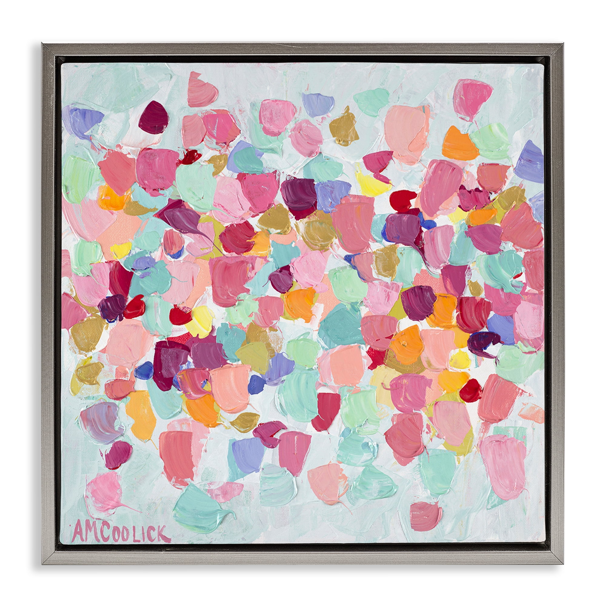 Stupell Industries Pastel Hue Splotches Abstract Painting Gray Floater Framed Canvas Art Print Wall Art, 25 x 25