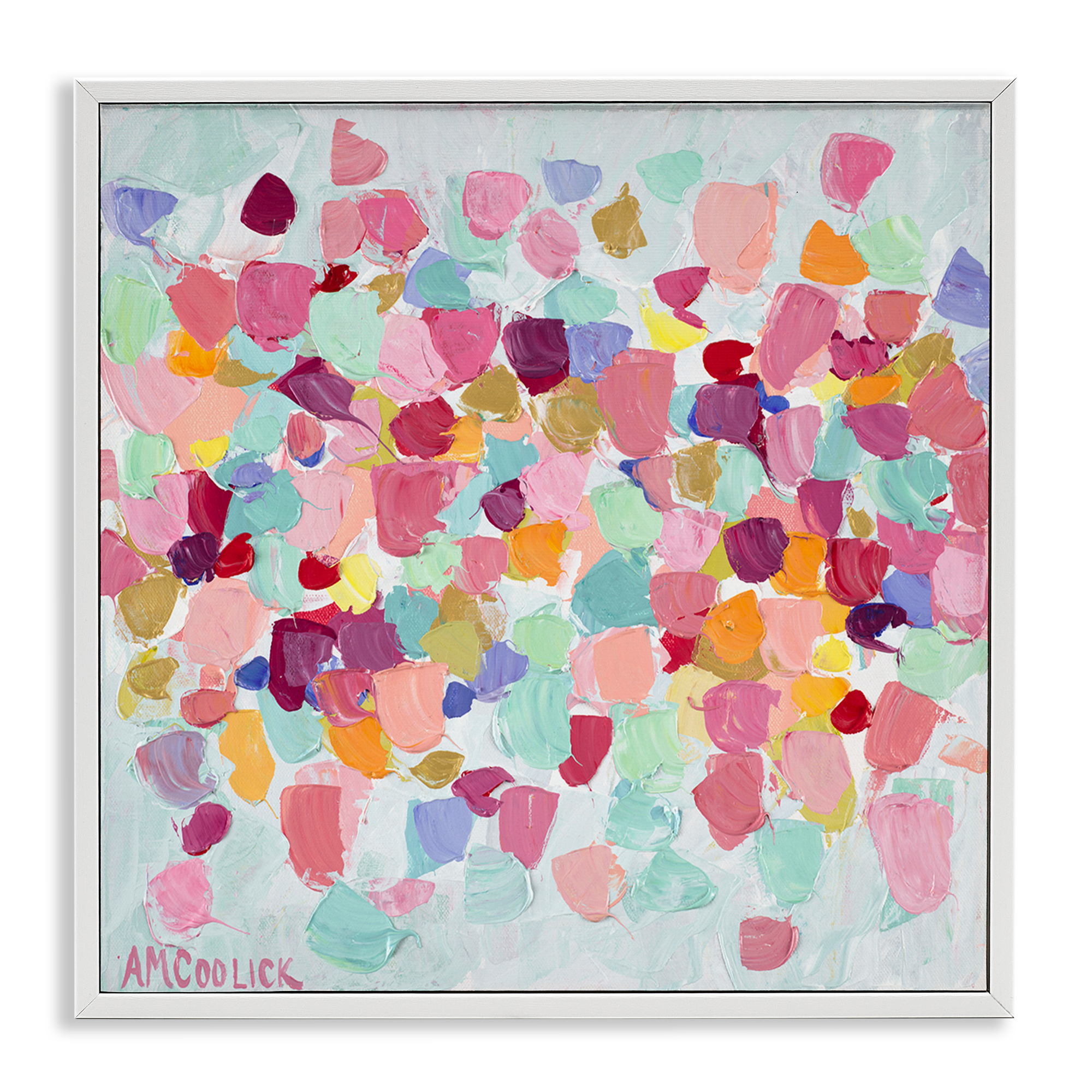 Stupell Industries Pastel Hue Splotches Abstract Painting White Framed Art Print Wall Art, 12 x 12