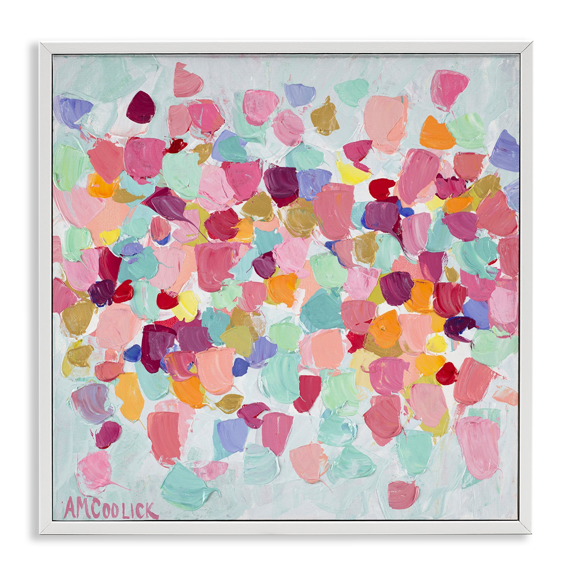 Stupell Industries Pastel Hue Splotches Abstract Painting White Framed Art Print Wall Art, 17 x 17