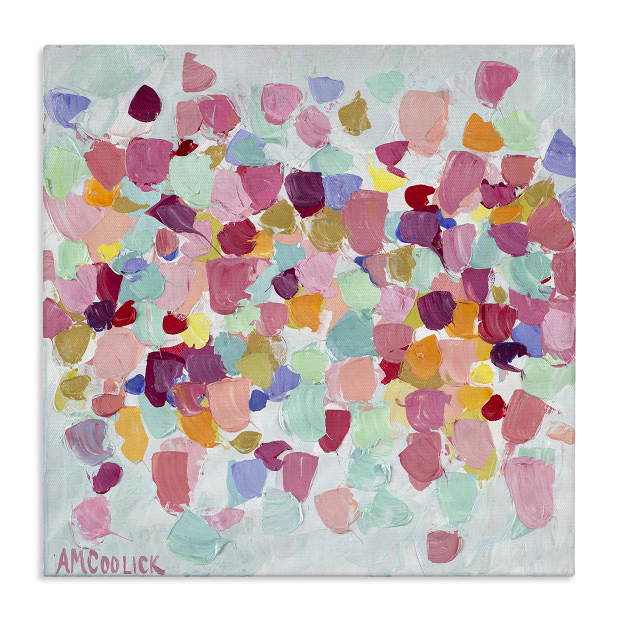 Stupell Industries Pastel Hue Splotches Abstract Painting Wrapped Canvas Art Print Wall Art, 36 x 36