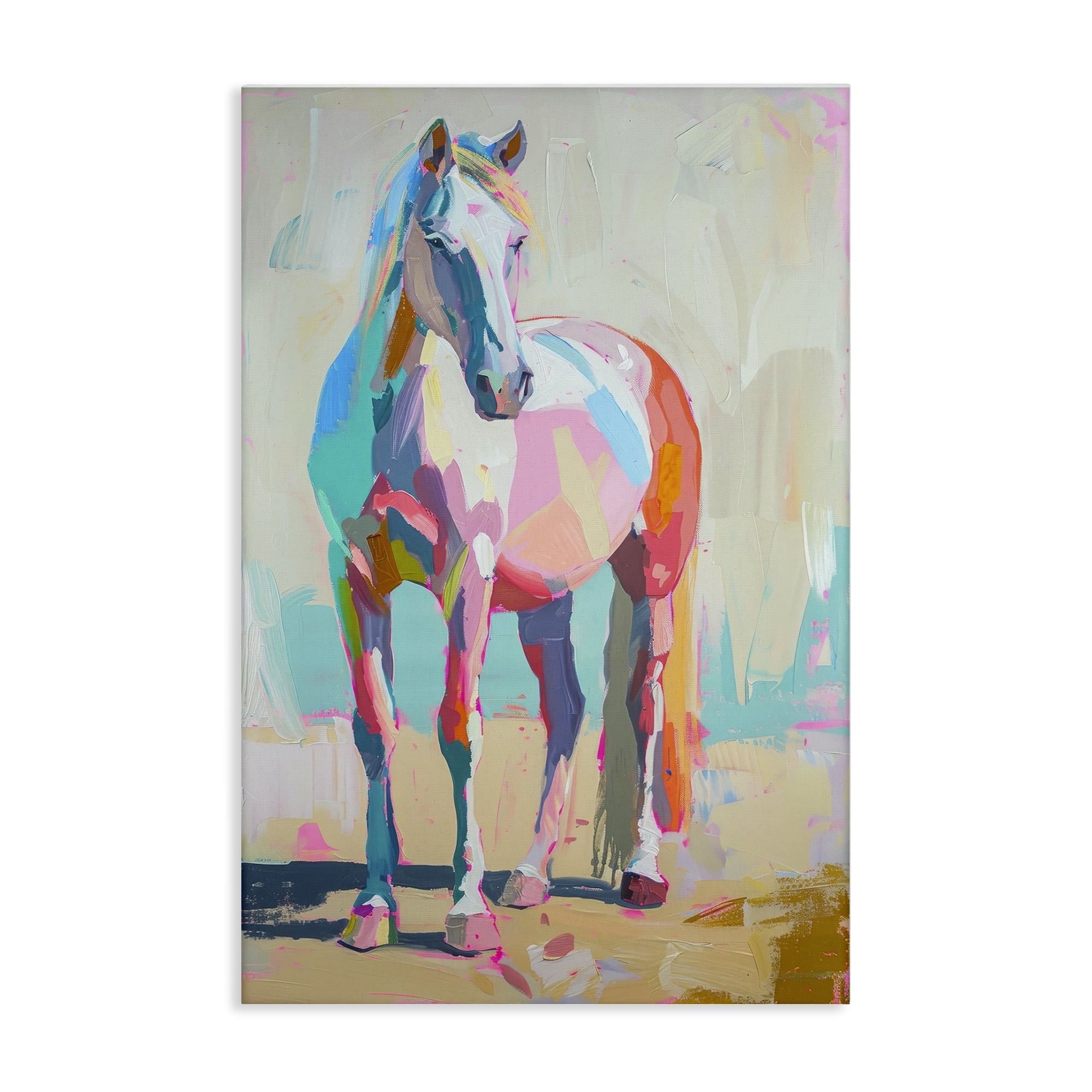 Stupell Industries Pastel Hued Horse Animals Painting Wrapped Canvas Art Print Wall Art, 24 x 36
