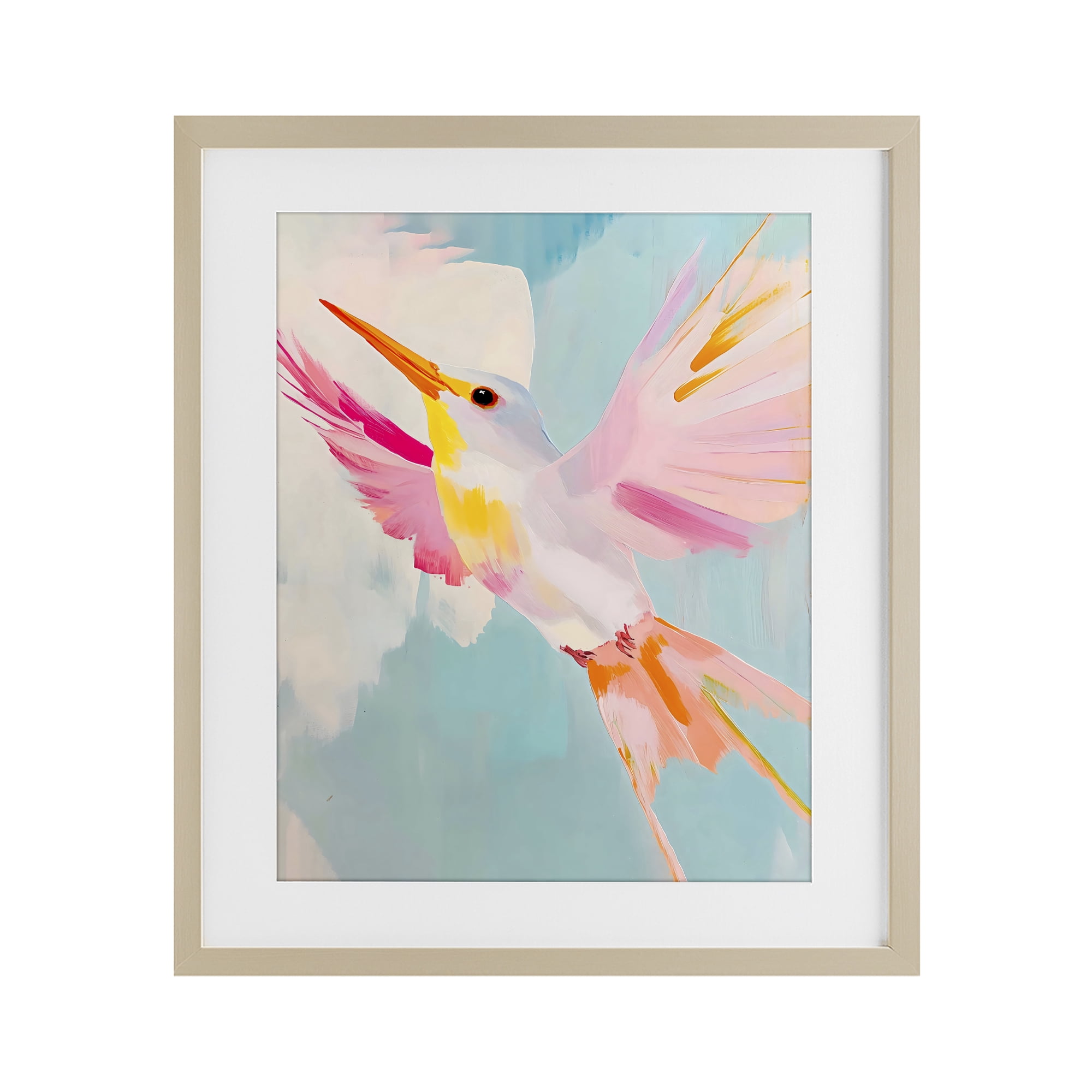 Stupell Industries Pastel Hummingbird Soaring Birch Framed Print Under Glass, design by The Prints Vibe