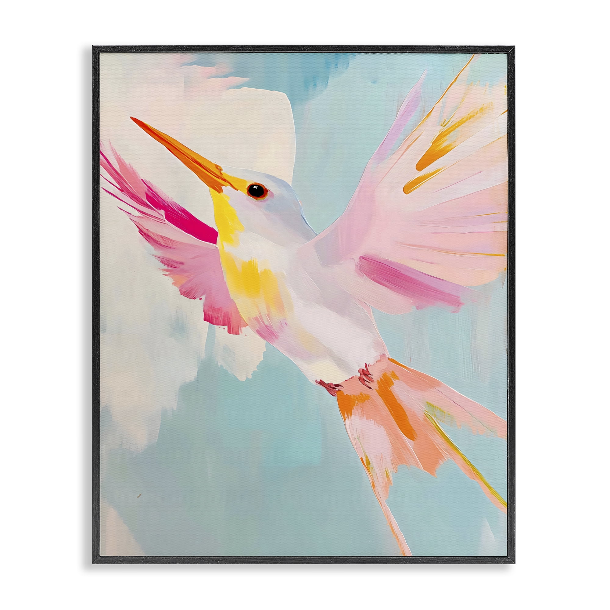 Stupell Industries Pastel Hummingbird Soaring Black Framed Giclee Art, design by The Prints Vibe