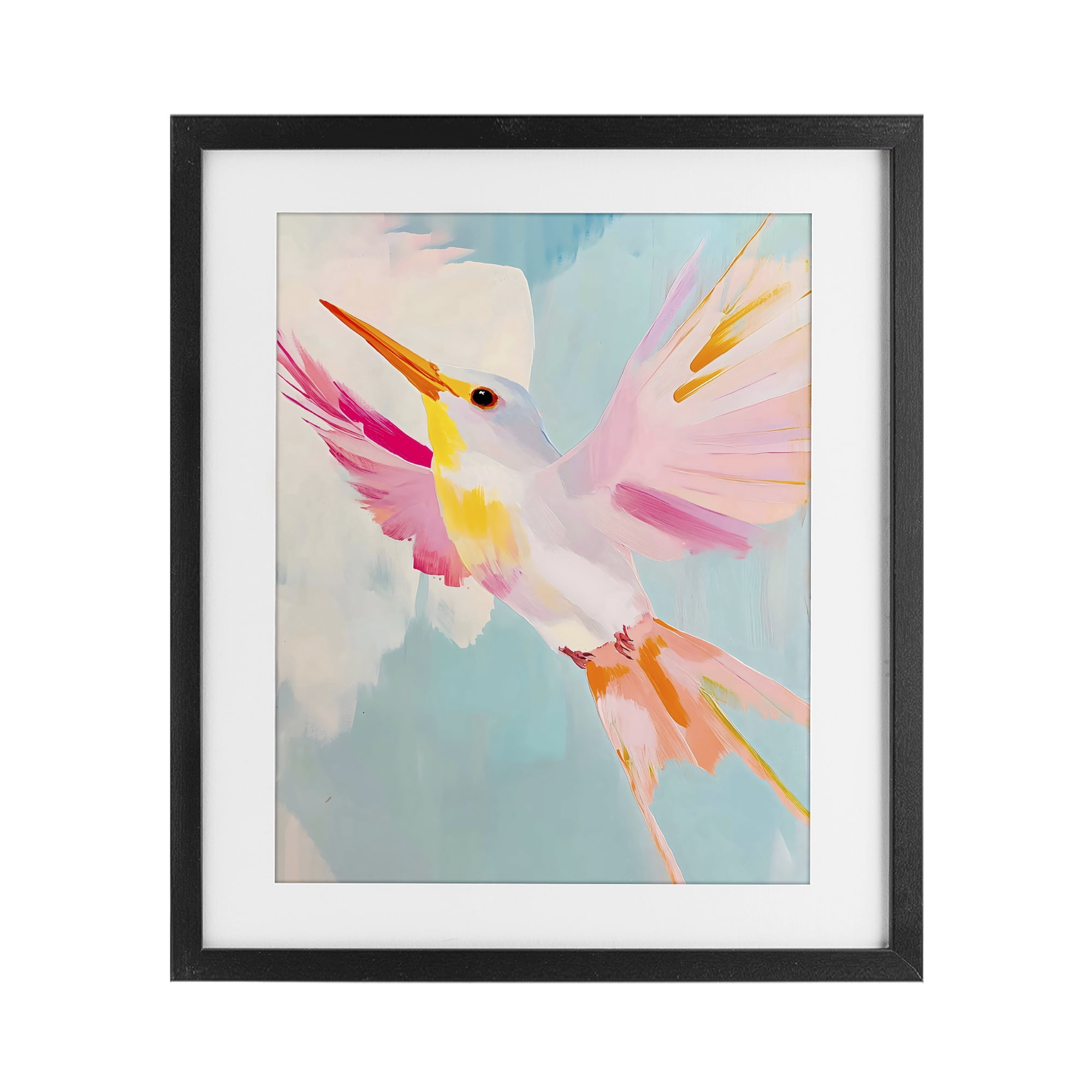 Stupell Industries Pastel Hummingbird Soaring Black Framed Print Under Glass, design by The Prints Vibe