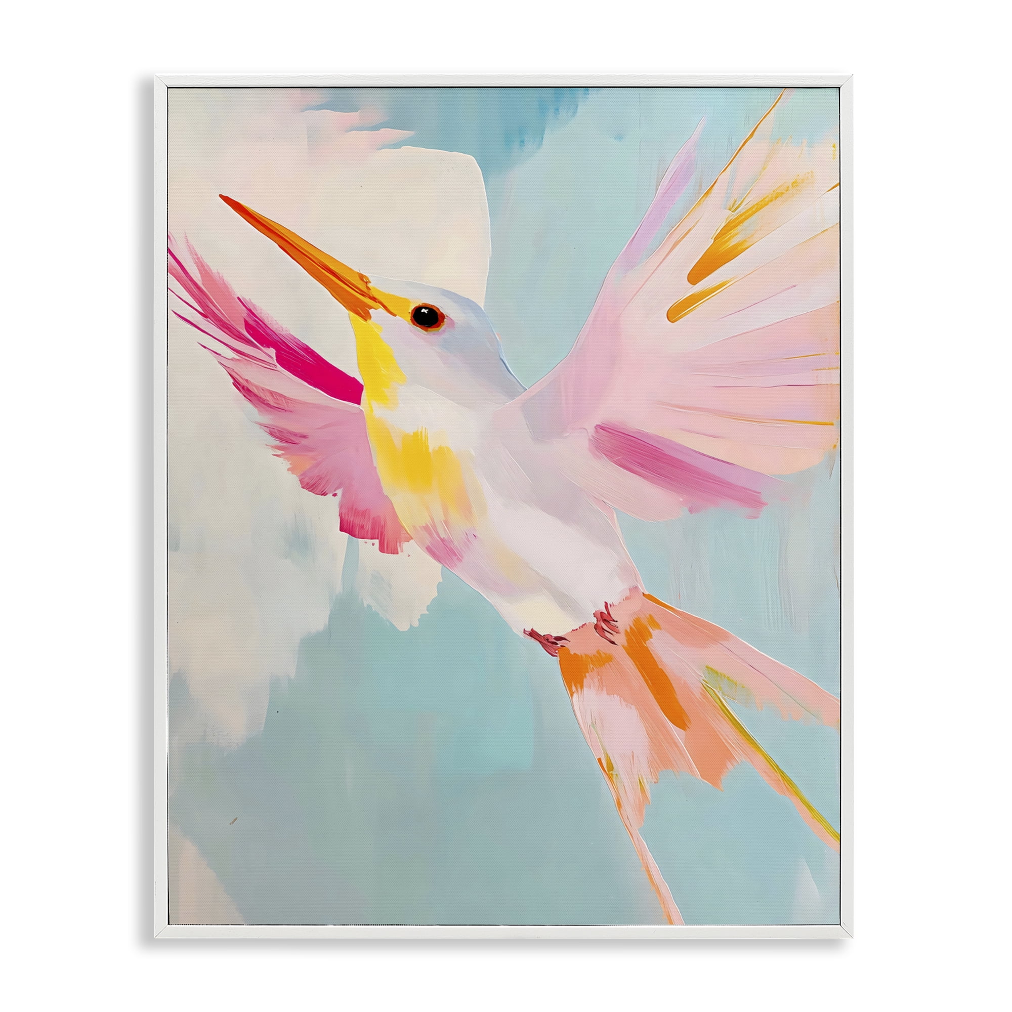 Stupell Industries Pastel Hummingbird Soaring White Framed Giclee Art, design by The Prints Vibe