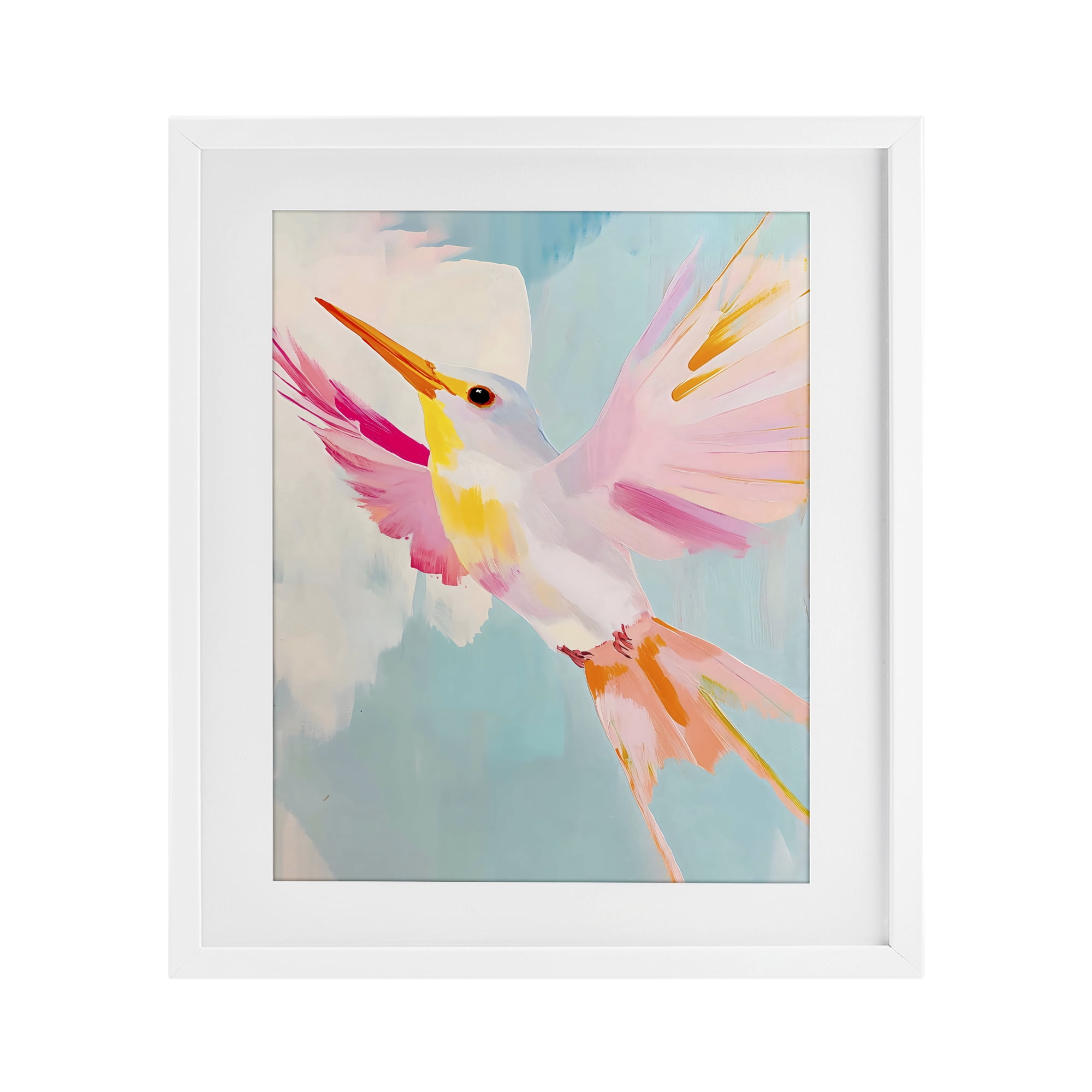 Stupell Industries Pastel Hummingbird Soaring White Framed Print Under Glass, design by The Prints Vibe