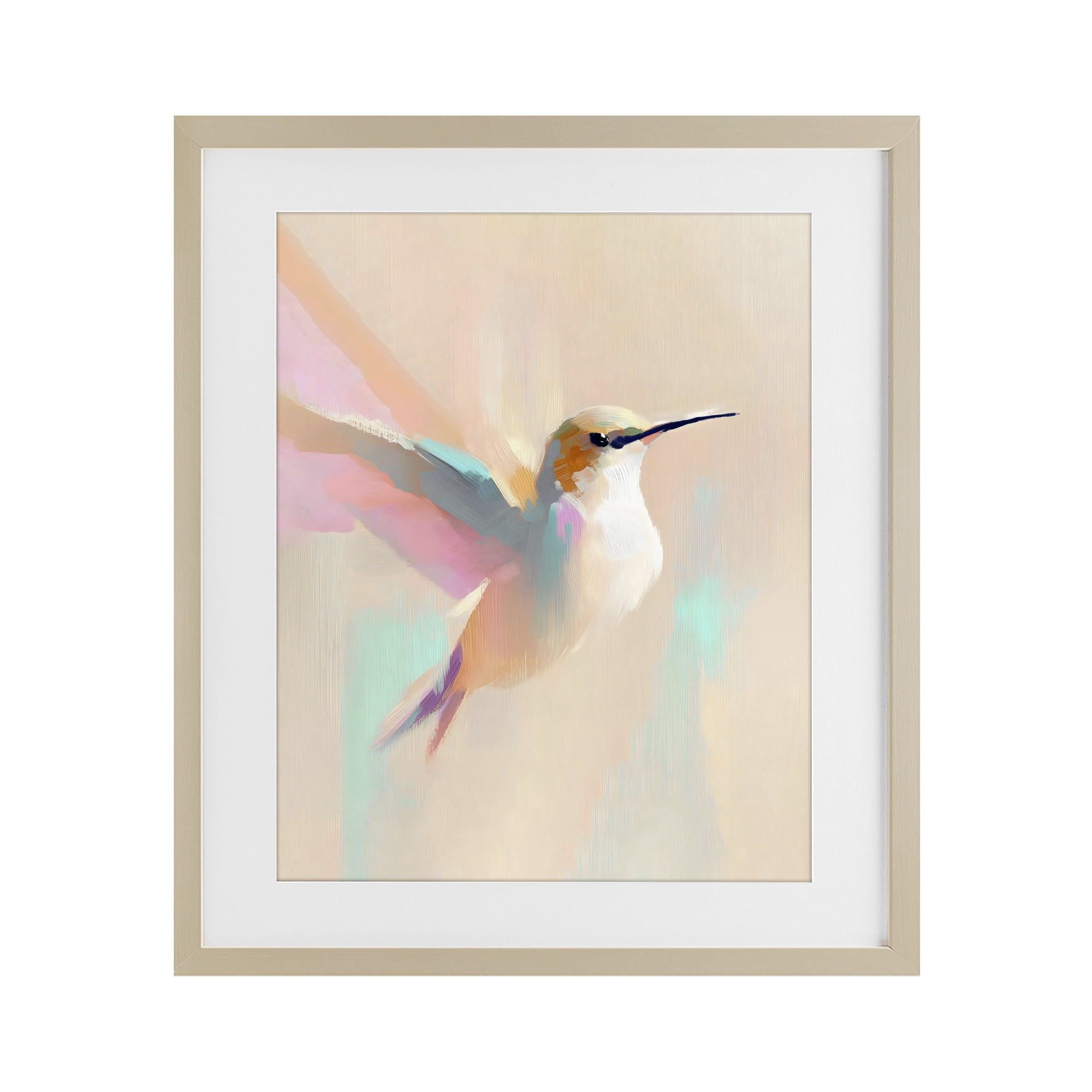 Stupell Industries Pastel Hummingbird in Flight Birch Framed Print Under Glass, design by The Prints Vibe
