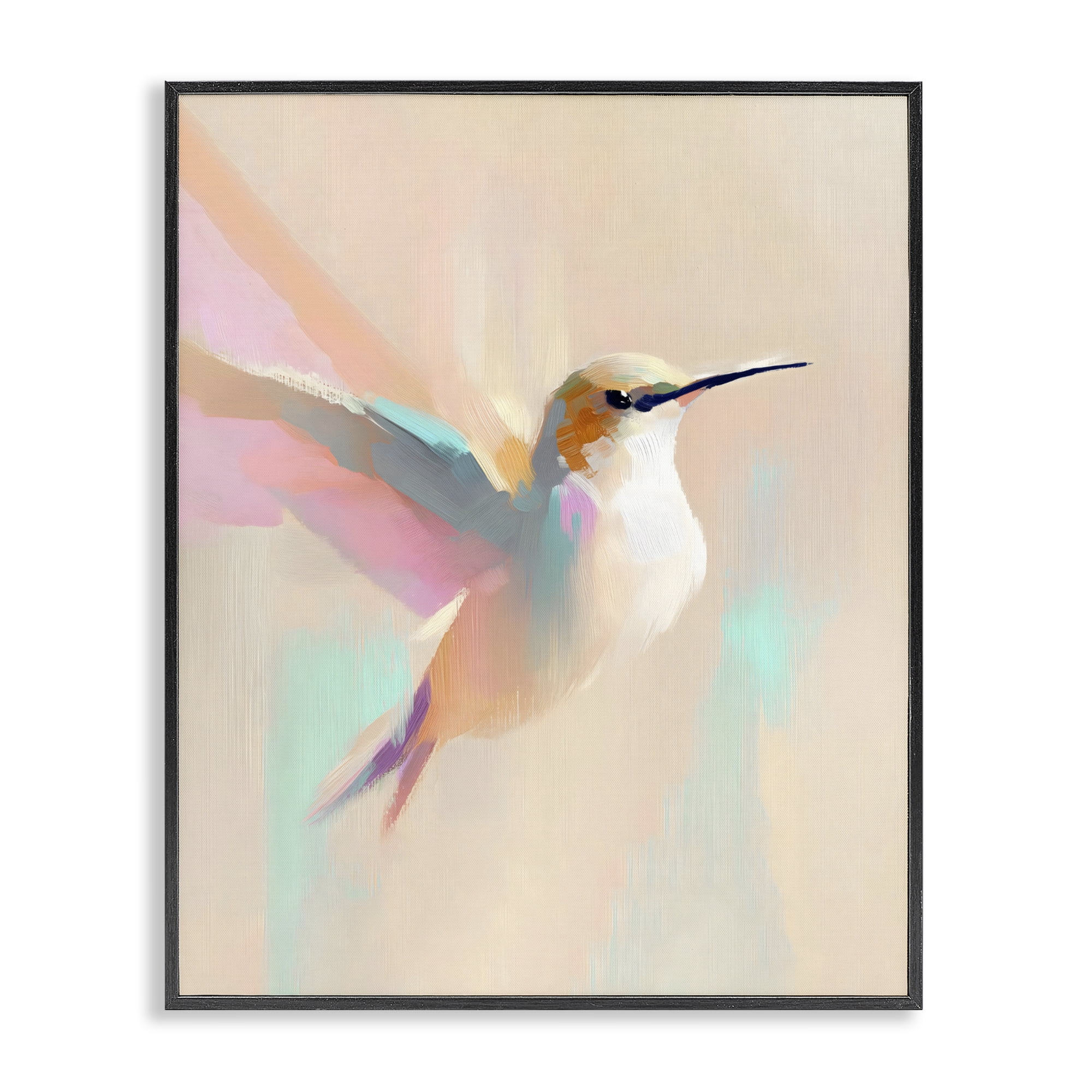 Stupell Industries Pastel Hummingbird in Flight Black Framed Giclee Art, design by The Prints Vibe