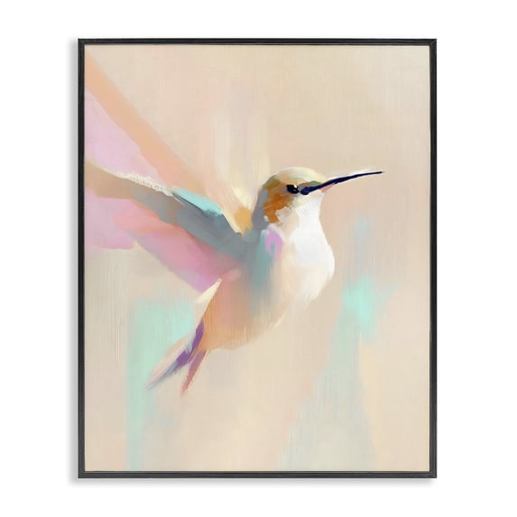 Stupell Industries Contemporary Pastel Hummingbird in Flight Black Framed Giclee Art, 11 x 14, by The Prints Vibe