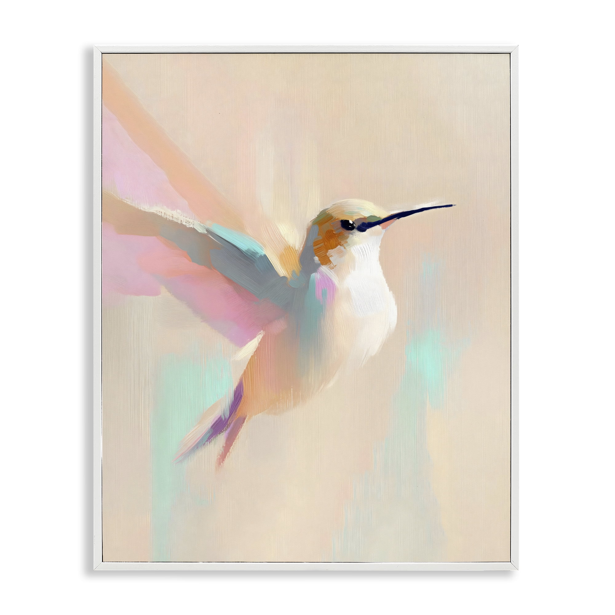 Stupell Industries Pastel Hummingbird in Flight White Framed Giclee Art, design by The Prints Vibe