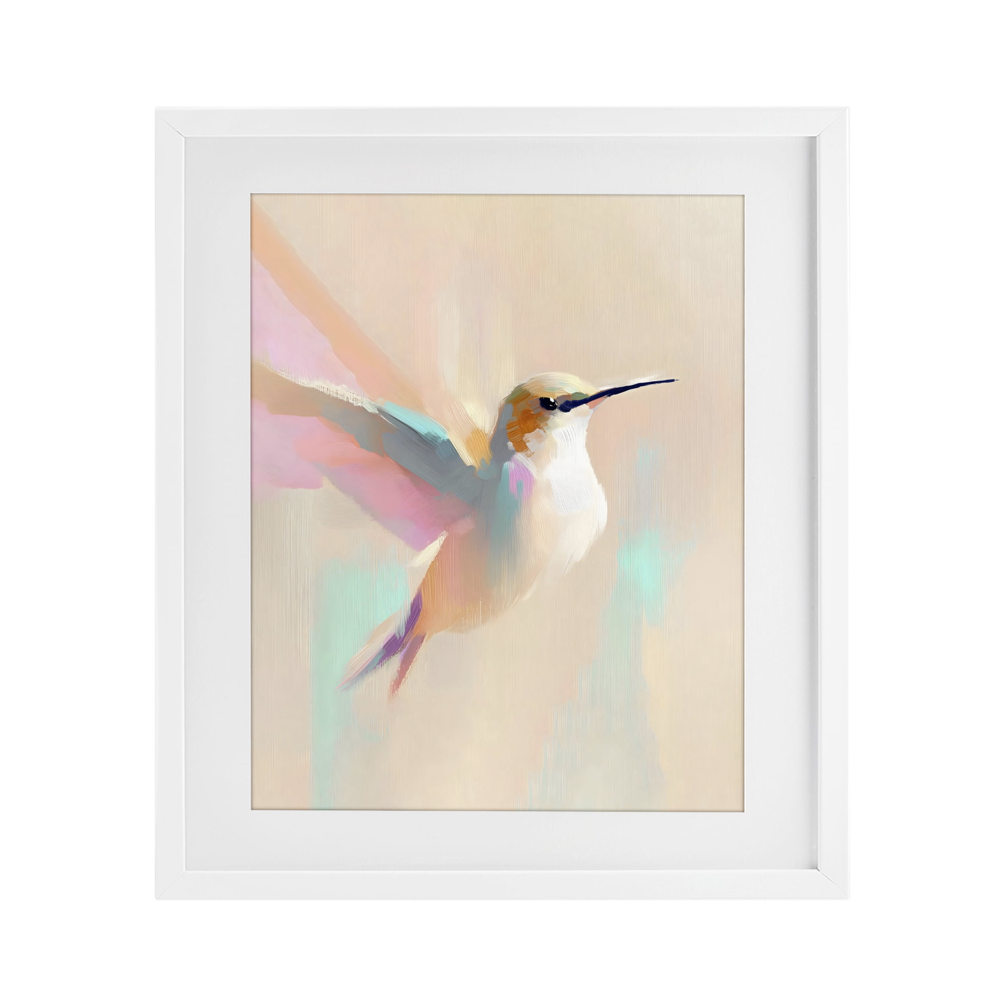 Stupell Industries Pastel Hummingbird in Flight White Framed Print Under Glass, design by The Prints Vibe