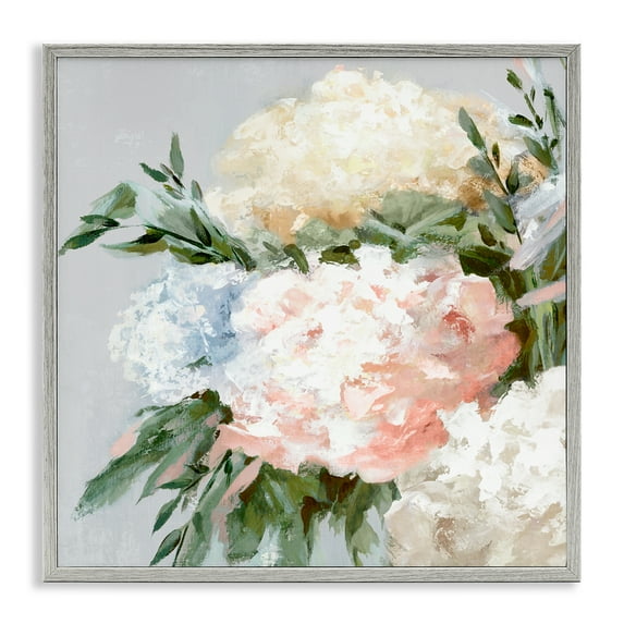 Stupell Industries Pastel Hydrangea Blossoms Plants & Flowers Painting Gray Framed Art Print Wall Art, 24 x 24
