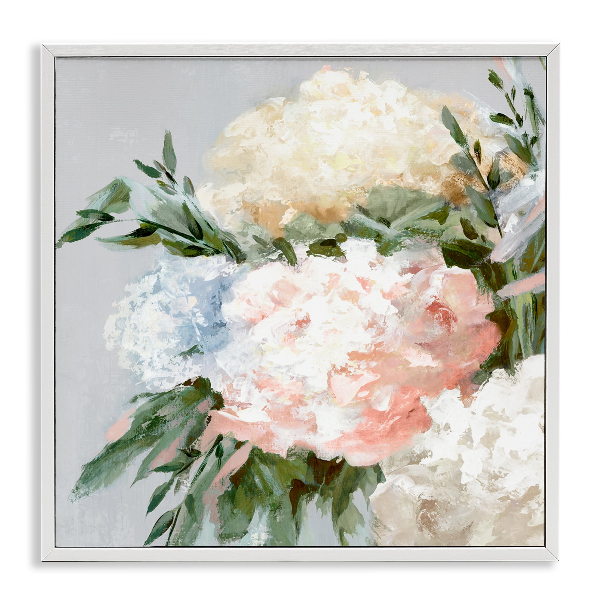 Stupell Industries Pastel Hydrangea Blossoms Plants & Flowers Painting White Framed Art Print Wall Art, 12 x 12