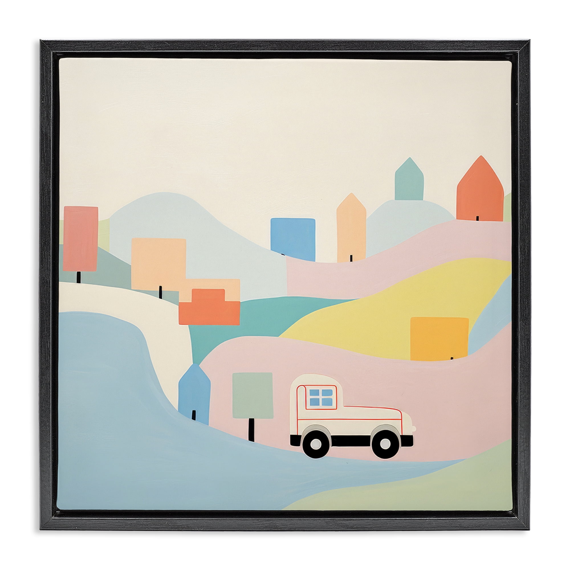 Stupell Industries Pastel Imaginative Scene Landscape Painting Black Floater Framed Art Print Wall Art, 18 x 18