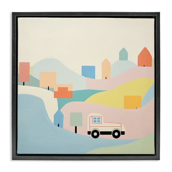 Stupell Industries Pastel Imaginative Scene Landscape Painting Black Floater Framed Art Print Wall Art, 18 x 18