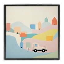 Stupell Industries Pastel Imaginative Scene Landscape Painting Black Framed Art Print Wall Art, 12 x 12