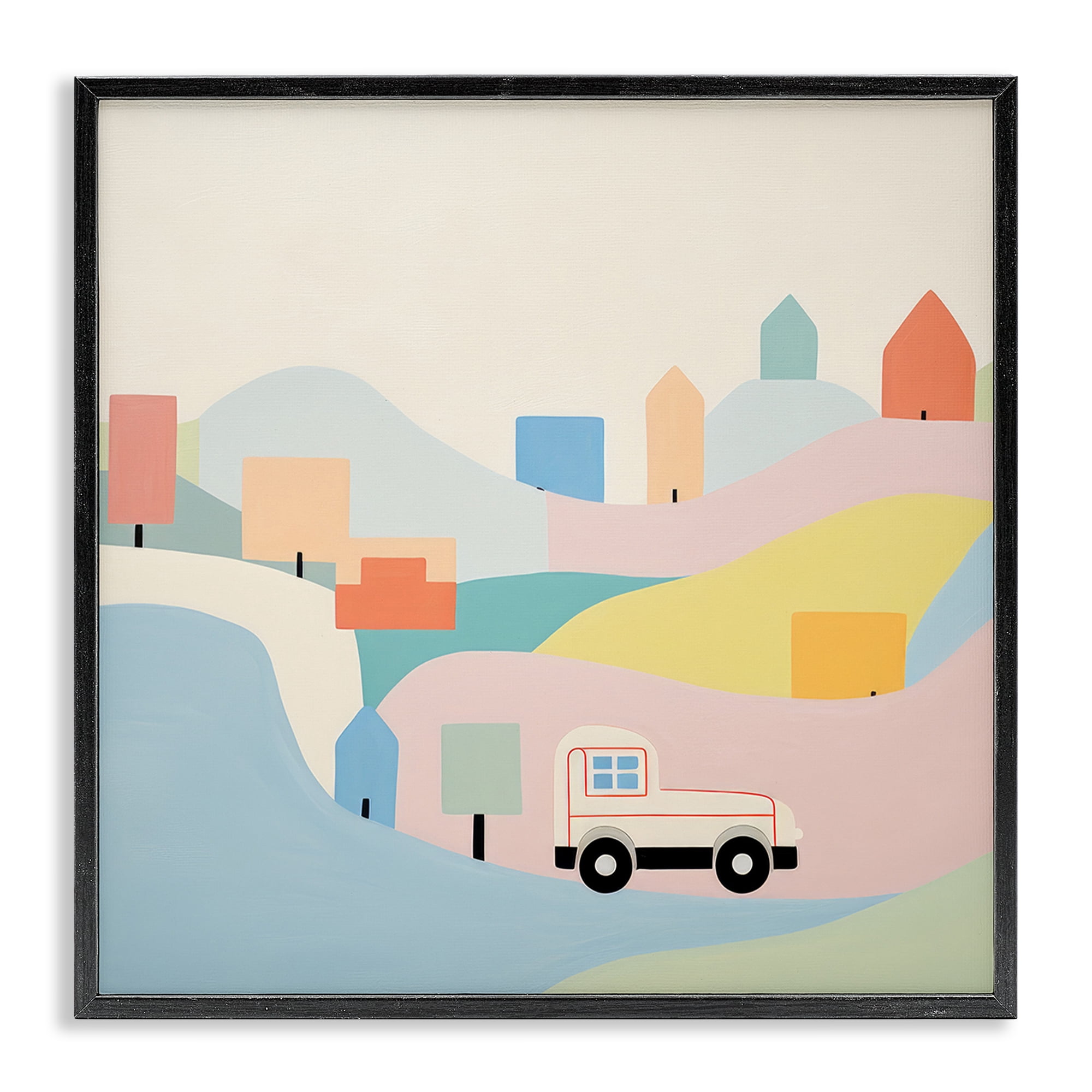 Stupell Industries Pastel Imaginative Scene Landscape Painting Black Framed Art Print Wall Art, 24 x 24
