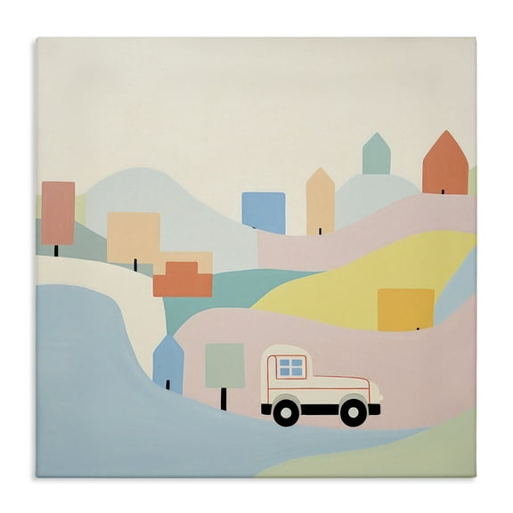 Stupell Industries Pastel Imaginative Scene Landscape Painting Gallery Wrapped Canvas Art Print Wall Art, 17 x 17