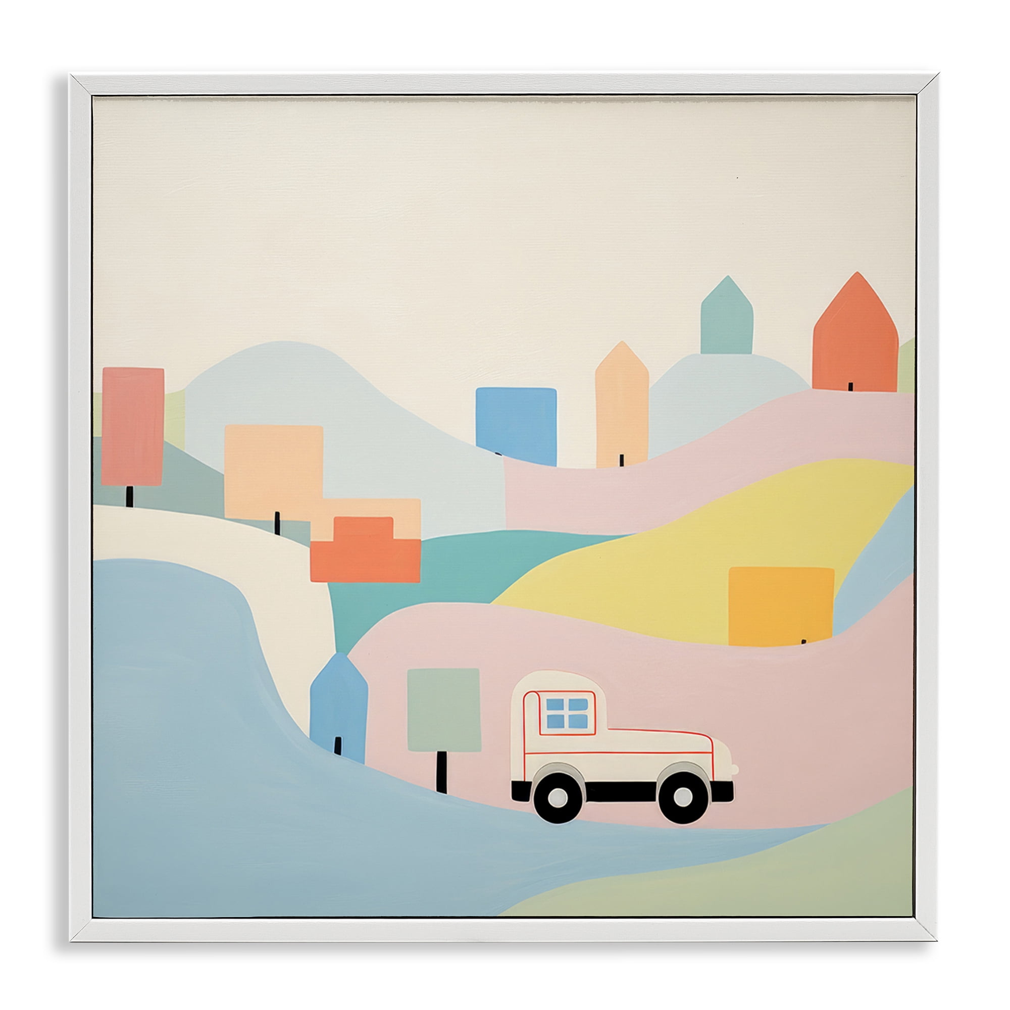 Stupell Industries Pastel Imaginative Scene Landscape Painting White Framed Art Print Wall Art, 12 x 12