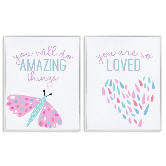 Stupell Industries Pastel Inspirations with Dragonfly Quotes and Sayings Painting White Framed Art Print Wall Art, 16 x 20, Set of 2