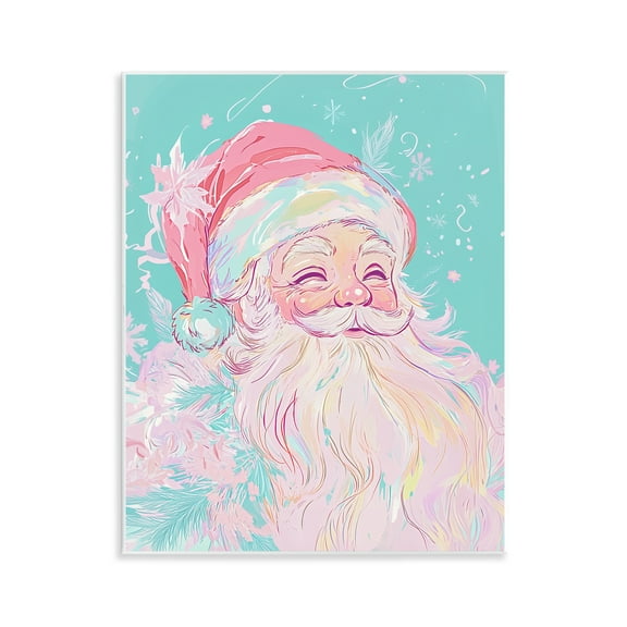 Stupell Industries Pastel Jolly Santa Claus People Painting Unframed Art Print Wall Art, 11 x 14