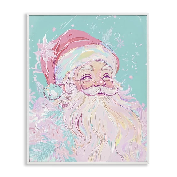 Stupell Industries Pastel Jolly Santa Claus People Painting White Framed Art Print Wall Art, 11 x 14