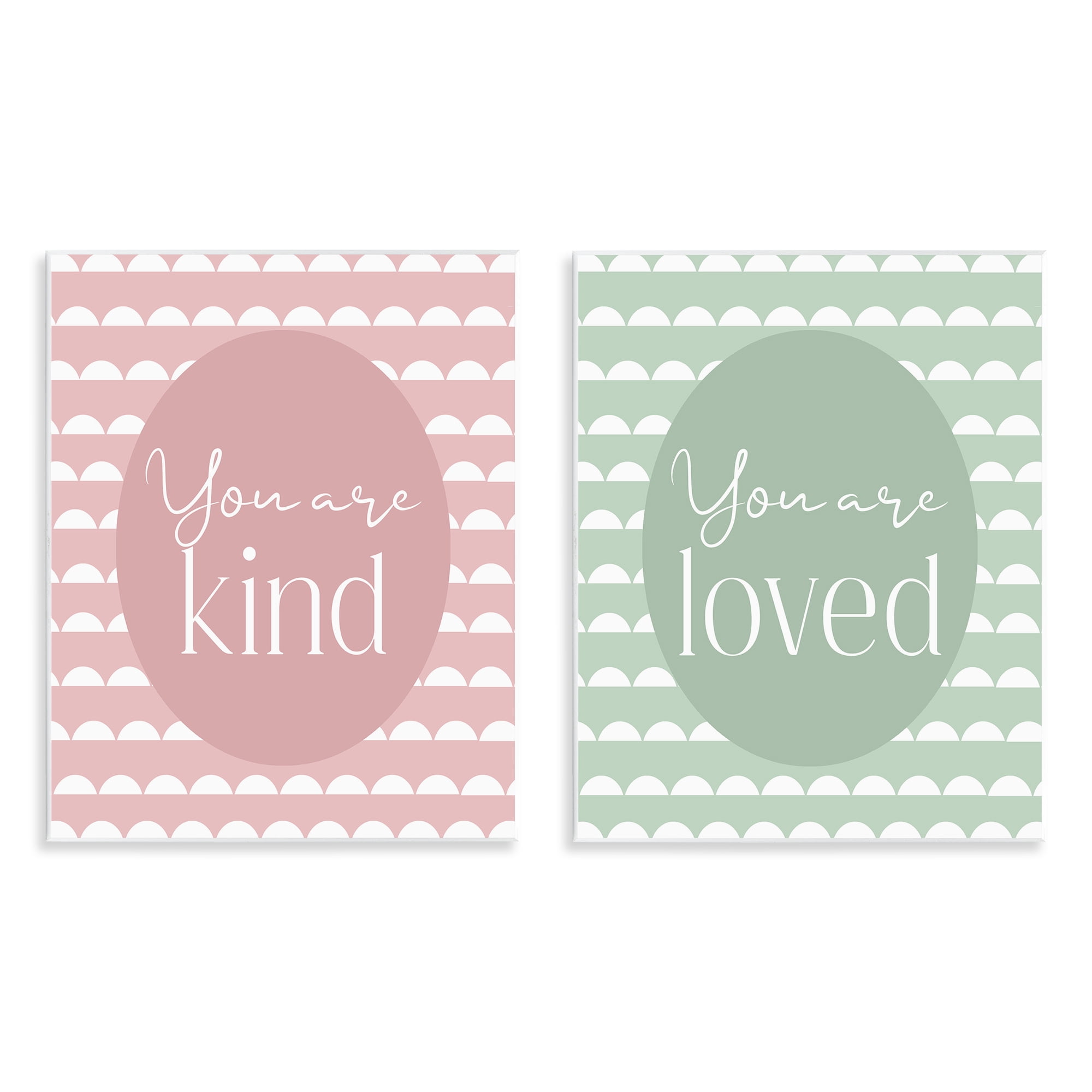 Stupell Industries Pastel Kind & Loved 2 Piece Wall Plaque Art Set, design by Christine Simpson Art