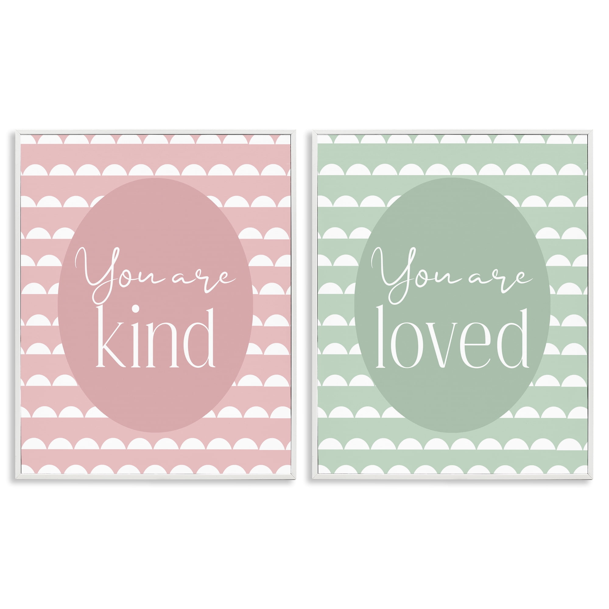 Stupell Industries Pastel Kind & Loved 2 Piece White Framed Giclee Art Set, design by Christine Simpson Art