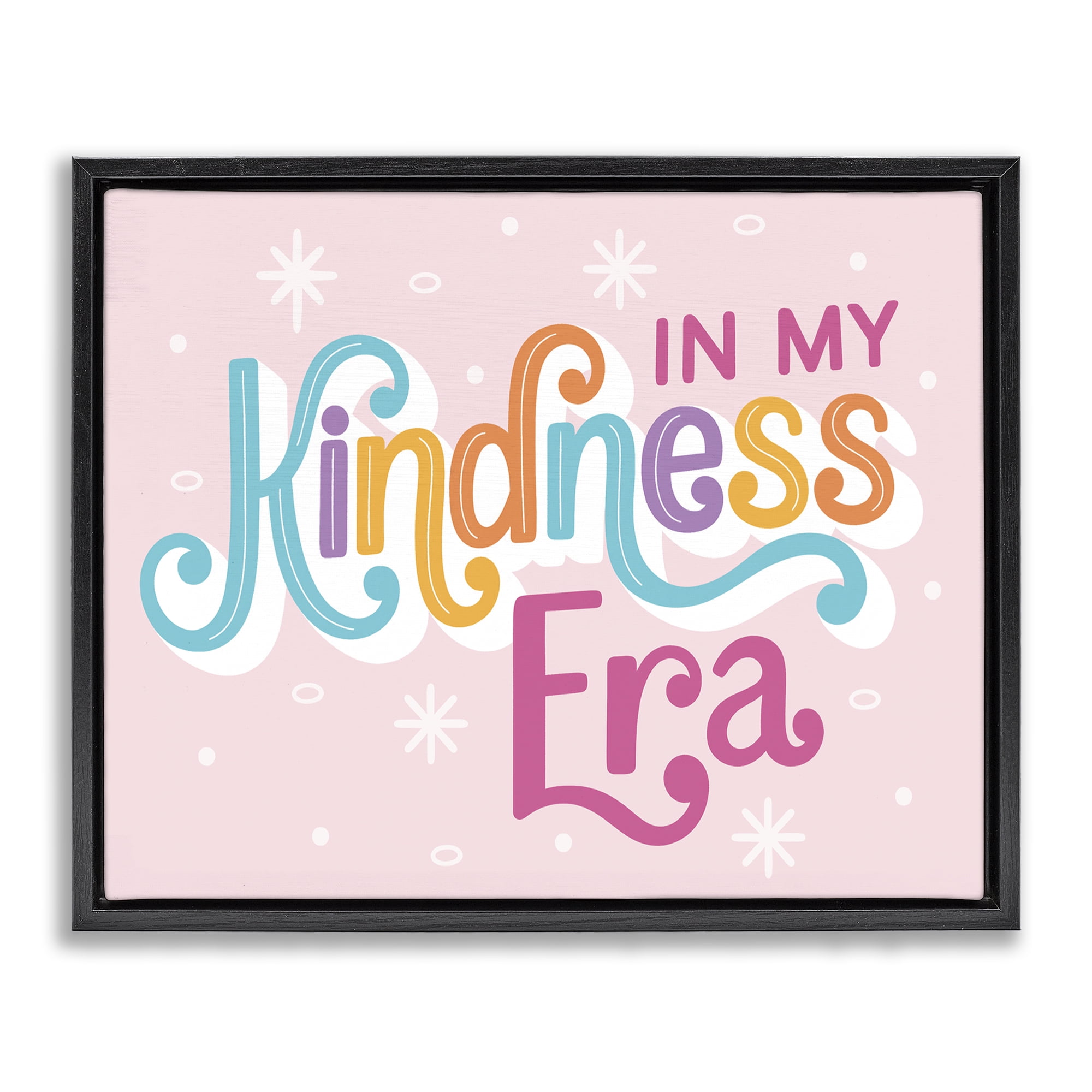 Stupell Industries Pastel Kindness Era Text & Numbers Painting Black Floater Framed Canvas Art Print Wall Art, 21 x 17
