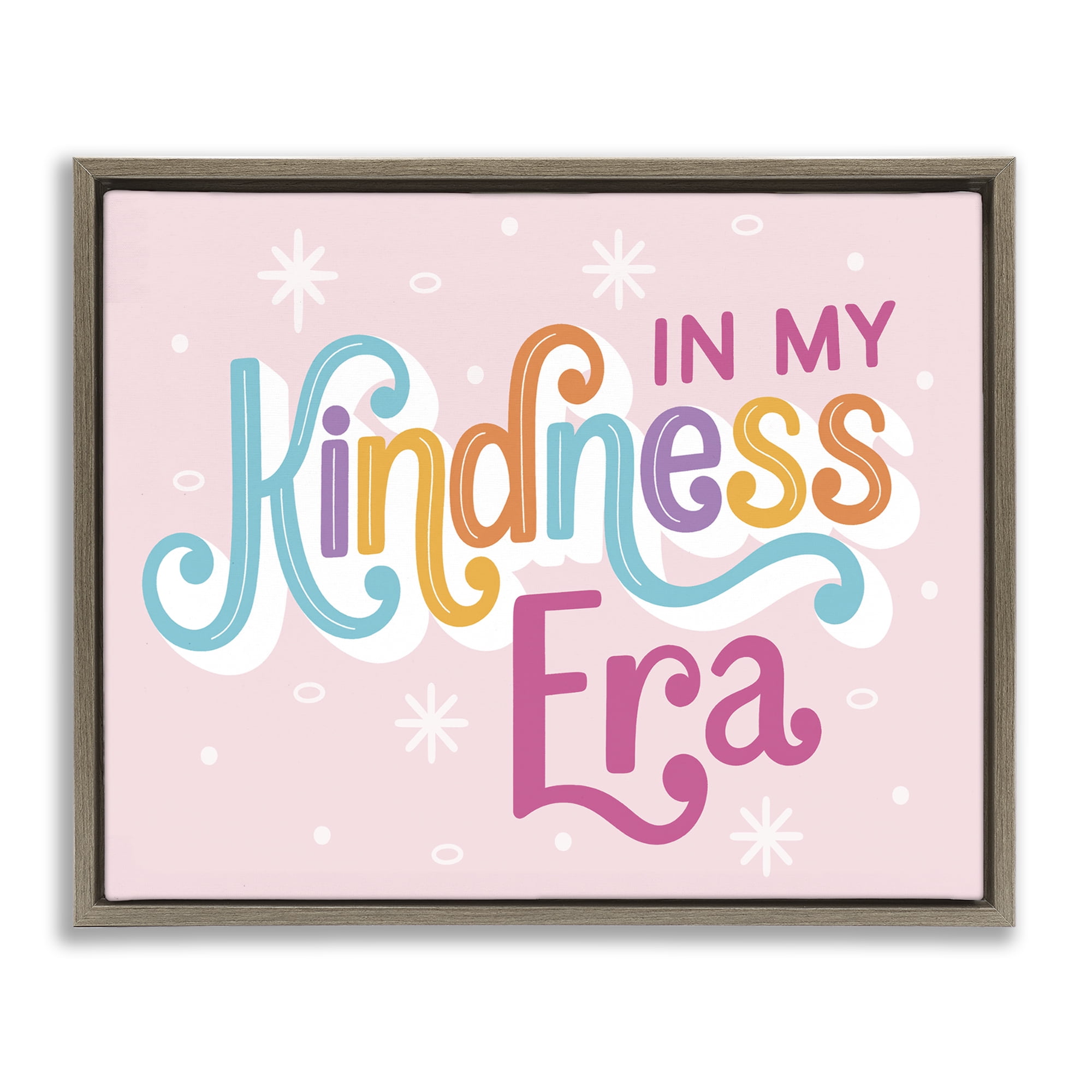 Stupell Industries Pastel Kindness Era Text & Numbers Painting Brown Floater Framed Canvas Art Print Wall Art, 31 x 25