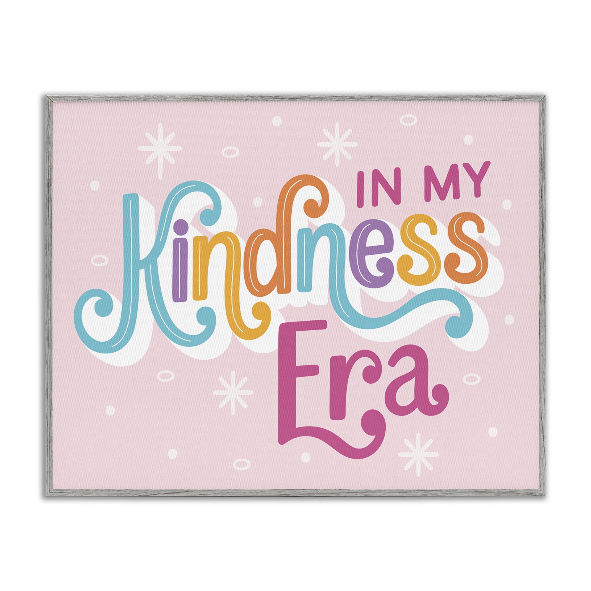 Stupell Industries Pastel Kindness Era Text & Numbers Painting Gray Framed Art Print Wall Art, 14 x 11