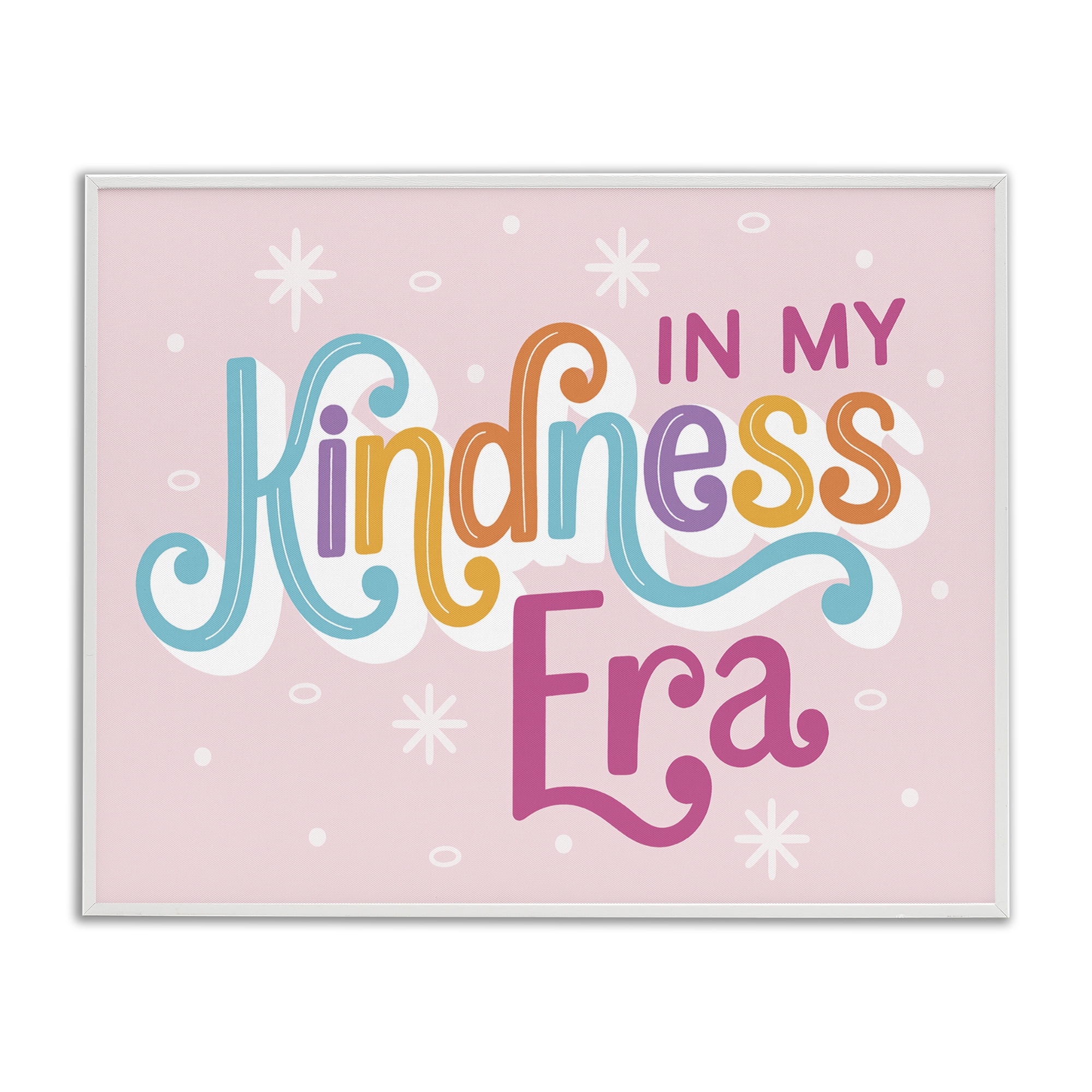 Stupell Industries Pastel Kindness Era Text & Numbers Painting White Framed Art Print Wall Art, 14 x 11