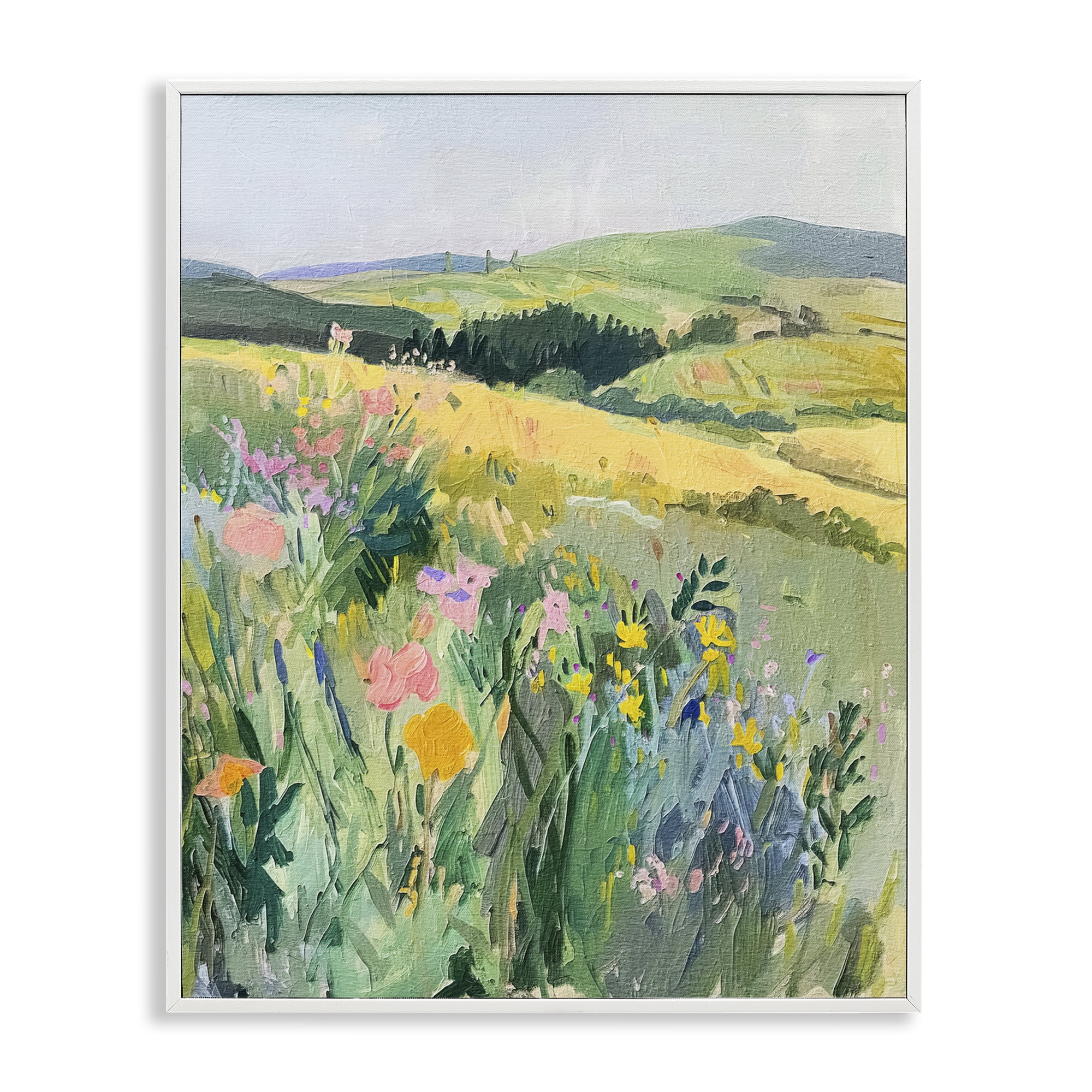 Stupell Industries Pastel Landscape Hills Landscape & Nature Painting White Framed Art Print Wall Art, 11 x 14