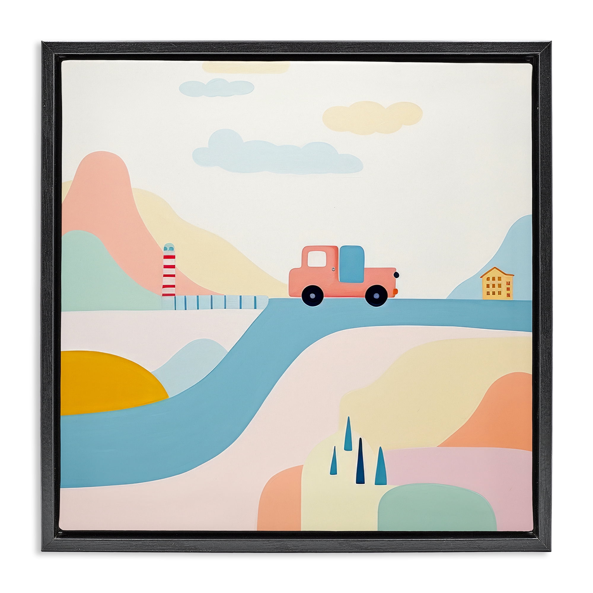 Stupell Industries Pastel Landscape Scene Landscape Painting Black Floater Framed Art Print Wall Art, 25 x 25