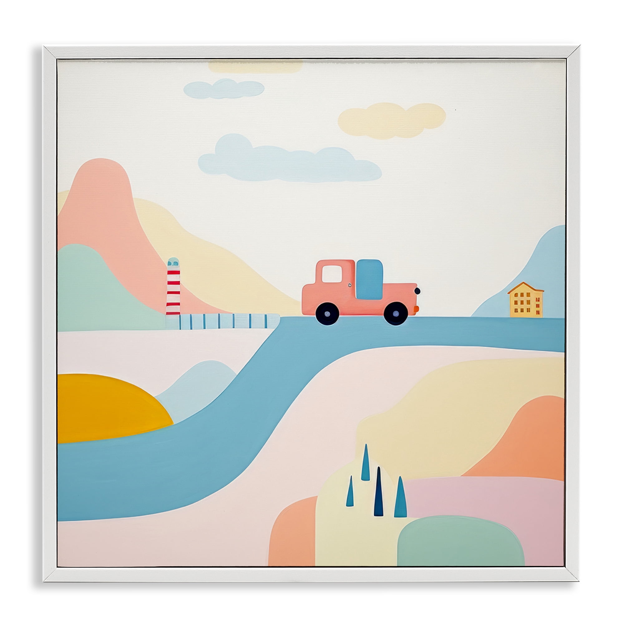 Stupell Industries Pastel Landscape Scene Landscape Painting White Framed Art Print Wall Art, 12 x 12