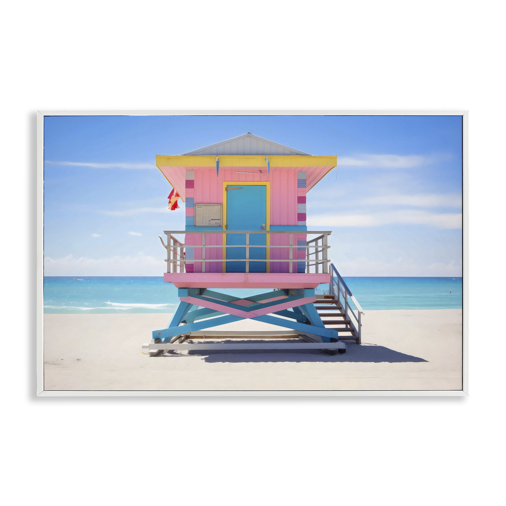 Stupell Industries Pastel Lifeguard Hut on Beach White Framed Giclee Art, design by Creative Studio